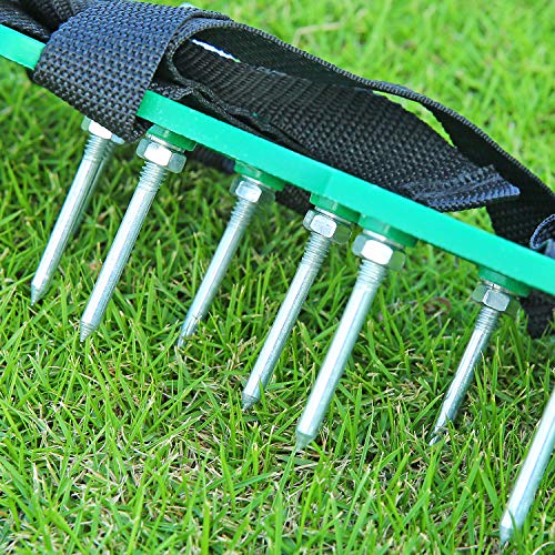 Ohuhu Lawn Aerator Shoes, Free-Installation Heavy Duty Spiked Sandals, 4 x Adjustable Aluminium Alloy Buckles & 1 x Heal Elastic Band Unique Design Airators for Aerating Your Lawn Or Yard - Image 3