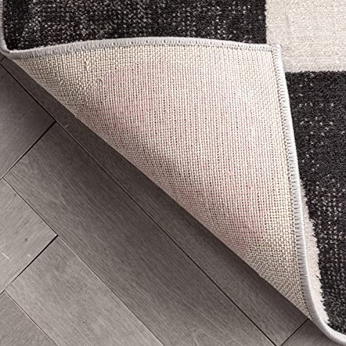 Well Woven Avri Grey & Blush Boxes & Circles Border Pattern Area Rug 5x7 (5'3" x 7'3") Pricepulse