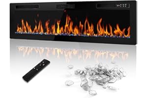 LEMBERI 72 inch Electric Fireplace Recessed and Wall Mounted,750/1500W Fireplace Heater and Linear Fireplace with Touch Screen Control Panel, Timer,Remote Control,Adjustable Flame Color and Speed