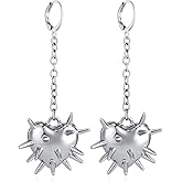 Goth Spiked Earrings Silver Heart Grunge Emo Punk Earrings Gothic Gyaru Spike Dangle Drop Earrings for Women Men