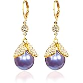 Purple Pearl Earrings for Women Rhinestone Dangle Earrings Drop Jewelry for Wedding Party Accessories Trendy Jewelry Gifts
