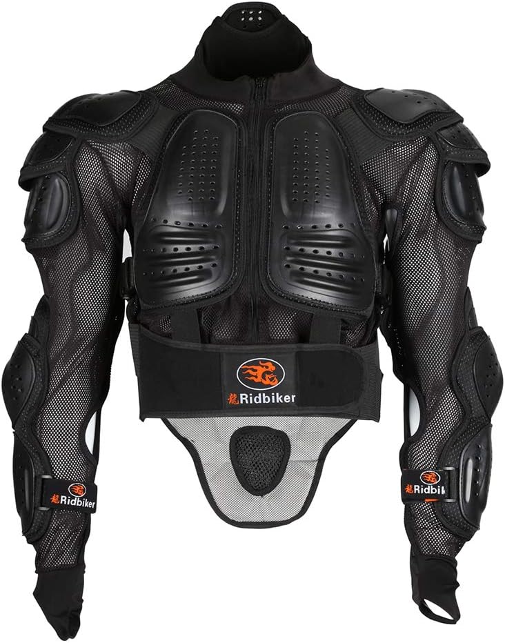 Ridbiker Full Body Armor Protector Movable Racing Jacket Motocross Neck Spine Chest Motocross Protective Shirt，Black (XL)