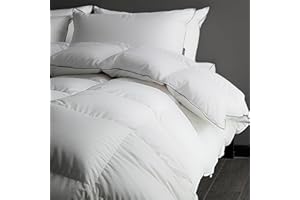 HYVIF Luxury Lightweight Down Fiber Comforter Oversized King - High Fill Power Thin Duvet Cooling Bed Insert - Ultra-Soft Hotel Collection Comforter - Fluffy and Cozy - Ivory White - 120x98
