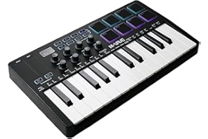 BAIRUTONG M-VAVE 25 Key USB MIDI Keyboard Controller With 8 Backlit Drum Pads,Piano Keyboard Wireless Semi Weighted Professional Dynamic Keybed 8 Knobs,Software Included