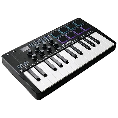 M-VAVE 25 Key USB MIDI Keyboard Controller With 8 Backlit Drum Pads,Piano Keyboard Wireless Semi Weighted Professional Dynamic Keybed 8 Knobs,Software Included