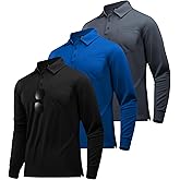 SWISSWELL 3 Pack Long Sleeve Polo Shirts for Men Moisture Wicking Work Collared Shirt with Pocket