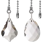Aceple 2PCS Crystal Ceiling Fan Pull Chain, Decorative Fan Pull Chain Pendant Extension, 20-inch Lighting & Fan Beaded Ball Chain Extender with Connector (Clear)