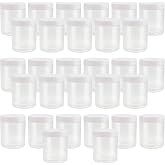 MOUYAT 30 Pack 8 Oz Plastic Jars with Lids and Labels, Leakproof Wide Mouth Refillable Empty Containers, Clear Butter Storage Jars for Kitchen Food, Beauty Products, Body Butter, Scrub, Sugar, Beads