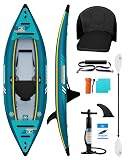 OCEANBROAD V1-320 Inflatable Sit-in Kayak(NO HIN) for Adults with Paddle, Kayak Seat, Pedal, Hand Pump and Bag, 3.2m/10ft 1-Person Kayak, Blue