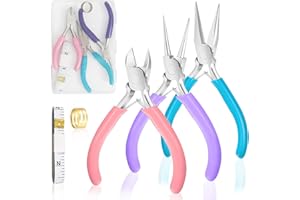 Fesorsi 3 Pack Jewelry Pliers Set, Mini Pliers Set with Needle/Round, Carbon Steel Jewelry Tools with Storage Box, Applicable to Jewelry Making Supplies, Handicrafts, Earring Making