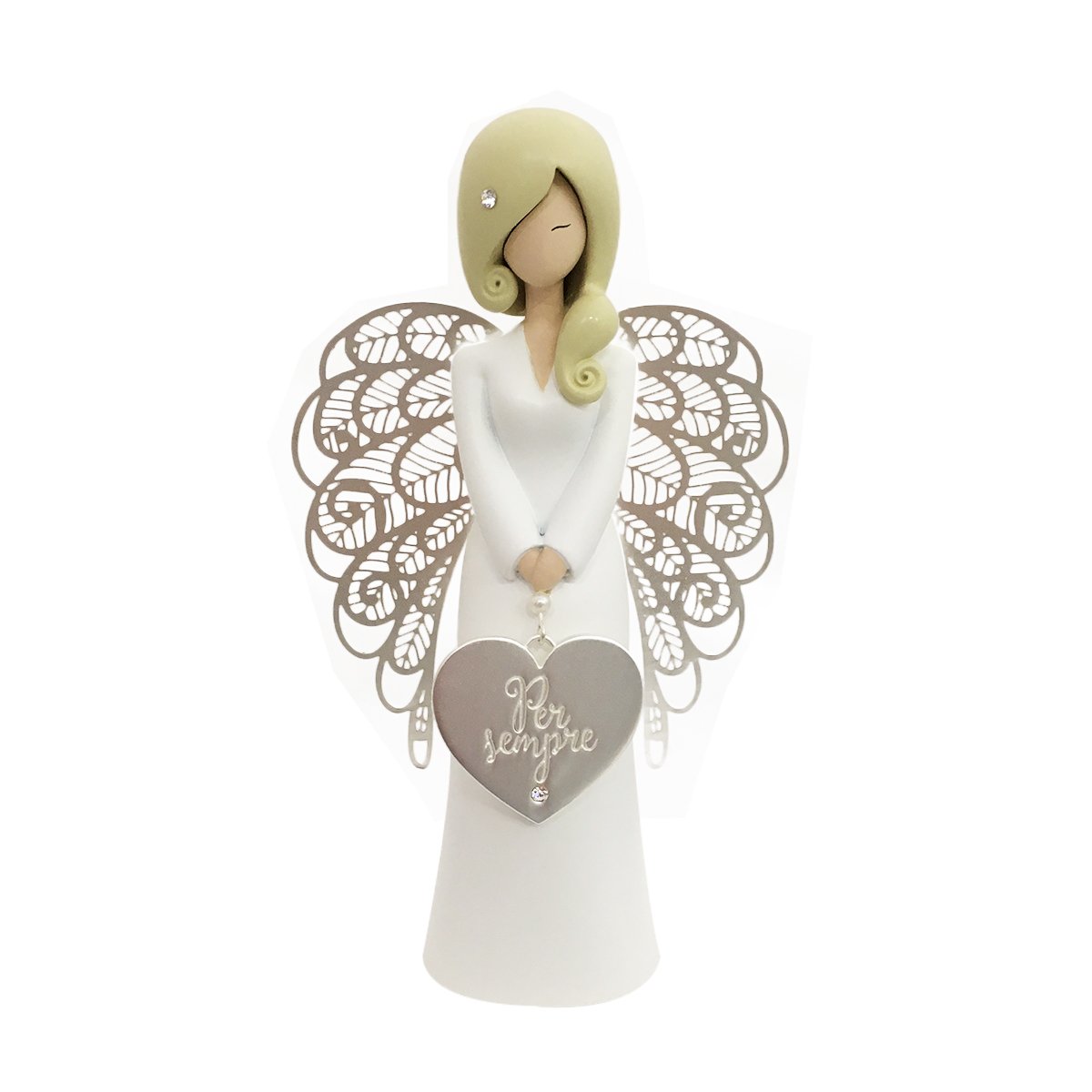You Are An Angel Figurine, Ceramic ‘Forever’ Angel 15.5 cm Bianco