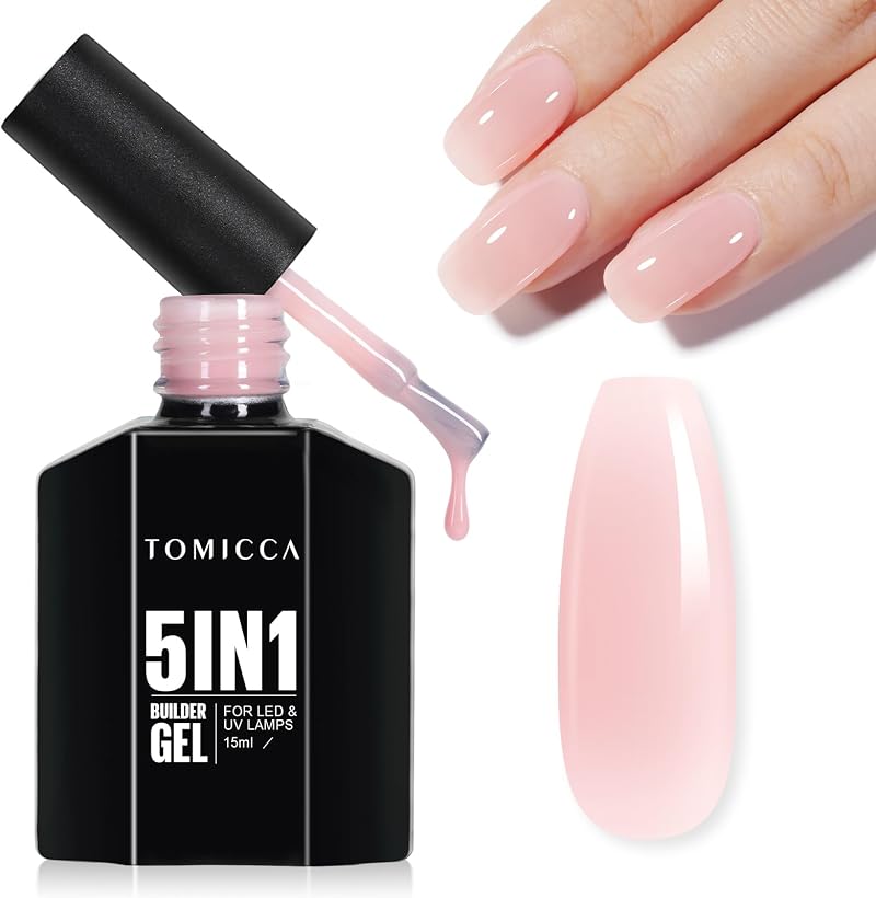 TOMICCA 5-in-1 Builder Nail Gel 15ML Milky Pink UV/LED Extension Gel