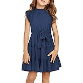 blibean Tween Girls Elegant Dresses Kids Summer Ruffle Sleeve Dress Size 4-15 Years Old