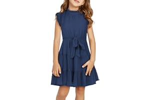 blibean Tween Girls Elegant Dresses with Belt 4-13 Years