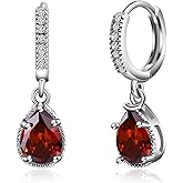 Teardrop Zircon Hoop Earrings Sterling Silver Drop Dangle Earrings for Women