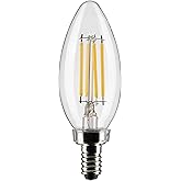 Satco S21264 4W LED B11 Candelabra Base Light Bulbs, 2700K Warm White, Dimmable, Clear, 120V, E12, 6 Pack
