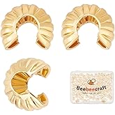 Beebeecraft 1 Box 160Pcs Crimp Bead Cover 5.5mm Real 18K Gold Plated Brass Half Round Open Crimp Beads Knot Covers Small End Tip Caps for DIY Crafts Jewelry Makings Bracelets Necklaces Earrings