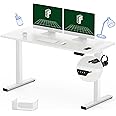 FLEXISPOT Electric Stand Up Standing Desk with 55 x 24 Splice Ergonomic Memory Controller Height Adjustable (White Frame + 55" White Desktop)