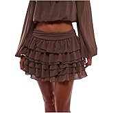 SHENHE Women's Y2k Layered Ruffle Mini Skirt Low Rise Ruched Flare Tiered Coquette Skirt
