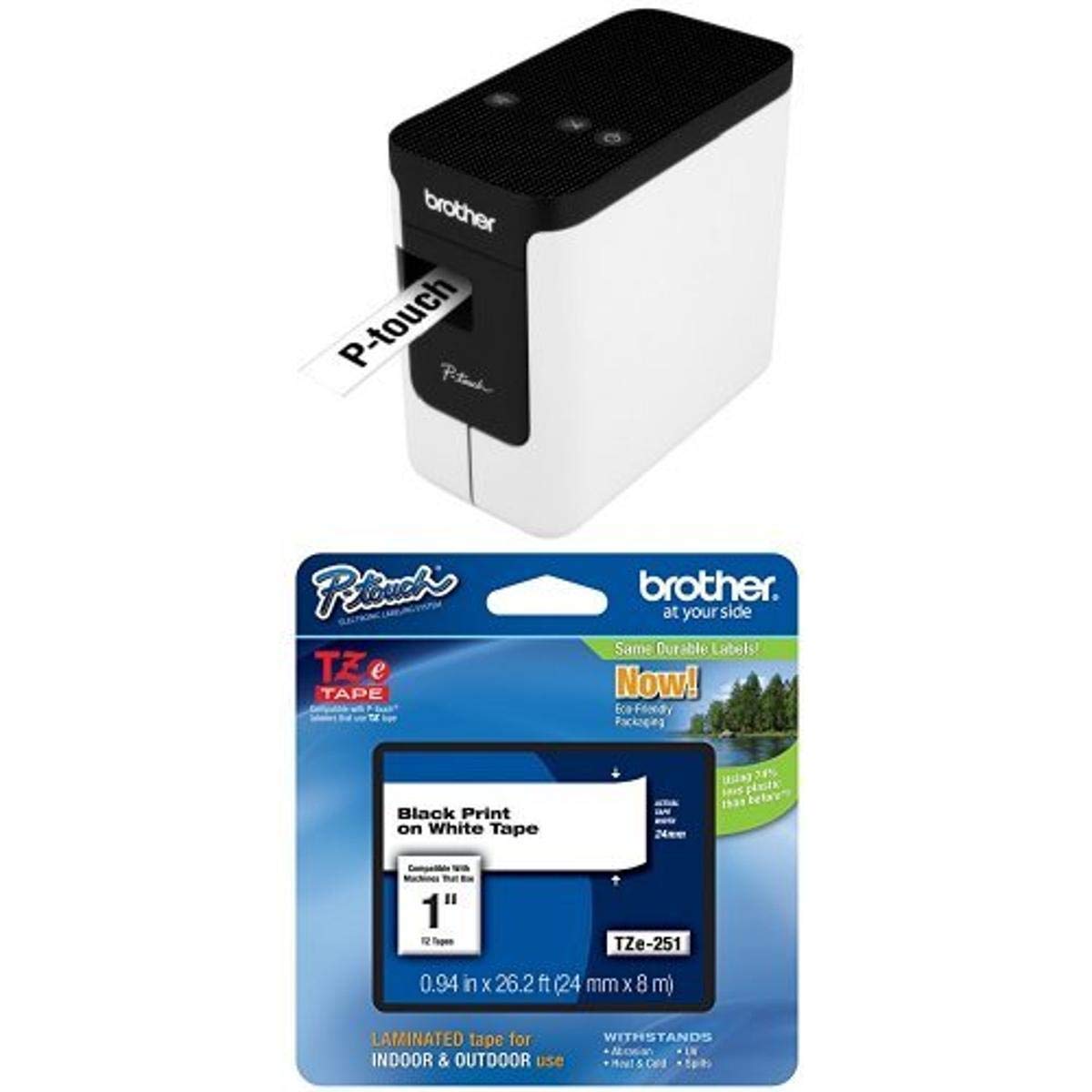 Brother PTP700 Desktop Thermal Label Printer, Monochrome, 24mm, USB, 300 dpi, Auto Duplex, Office Use