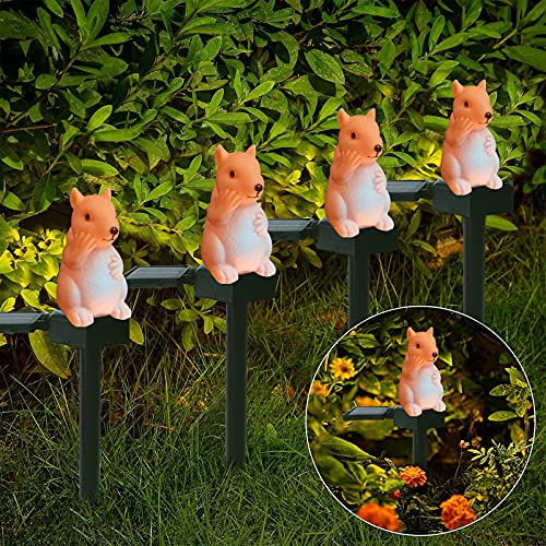 Garden Decor Squirrel Solar Lights Animal Outdoor Decorative Waterproof Solar Stake Light for Outdoor Patio Yard Pathway Porch