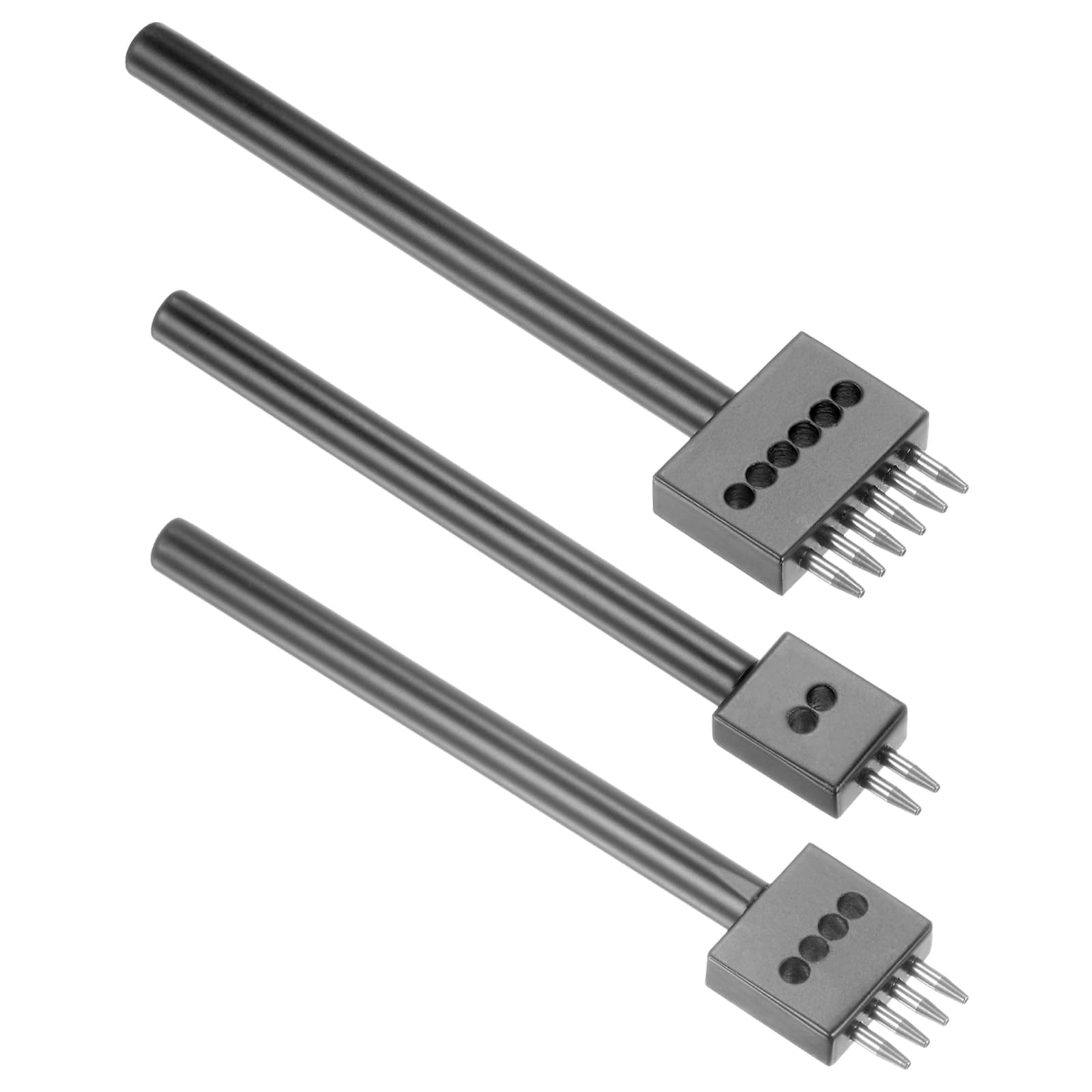 CoCud 2/4/6 Prong Punch Tool, 4mm Pitch, Carbon Steel Leather Round Hole Punch Tool - (Applications: for Leather Belt, Watch Band and Leather Strap Gasket), 3-Pieces