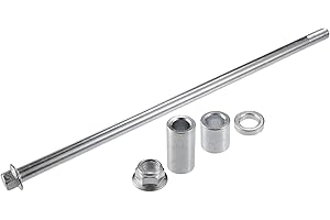 A ABSOPRO Front Rear Axle with Bushing and Screw Bolt M12 330mm Dirt Bike Scooter ATV Wheel Axle Steel Alloy Silver Tone