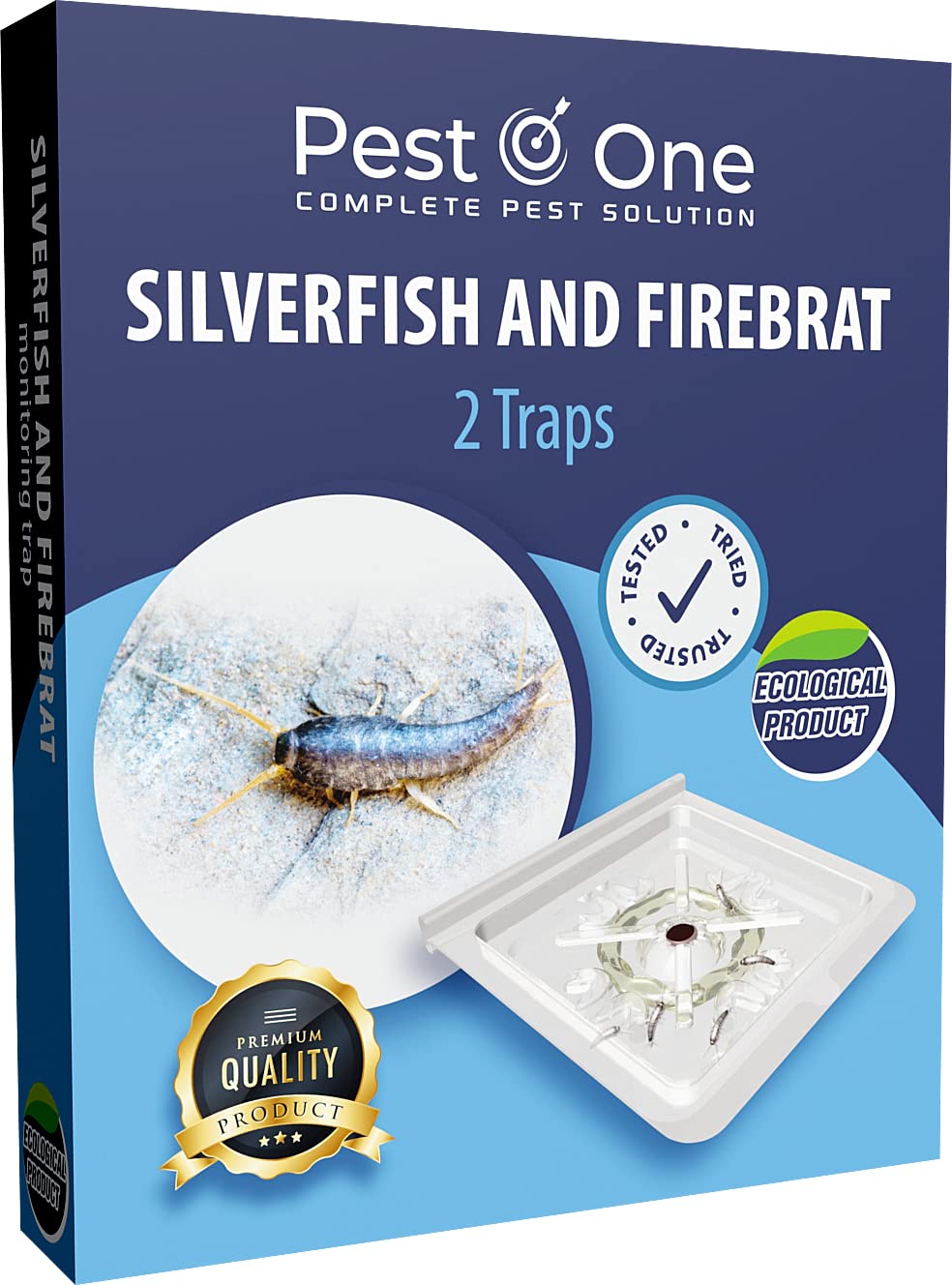 2x Silverfish & Firebrat Monitoring Traps | Non-Toxic Insect Deterrent for Home | Pesticide-Free Glue Boards with Food Bait | Pet & Child Safe | Discreet, Easy Setup | EU Made