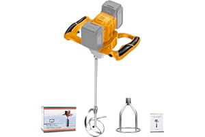 Cement Mixer Compatible with Dewalt 20V Battery, Brushless Electric Concrete Mixer with 6 Adjustable Speed, Portable Paint Mi