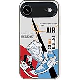 Cairiocoin Cool Vintage Sneakers Case Compatible with iPhone 16 for Boys Men, Hot Off Classic Sport Shoes White Red Blue, Non-Slip Shockproof Protective Rubber Phone Cover