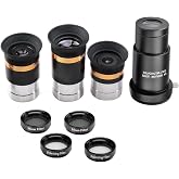 Starboosa 62&deg; Aspheric Eyepiece Set, 1.25-Inch, 5X Barlow &amp; Filters | Multi-focal eyepiece kit; fully multi-coated optics