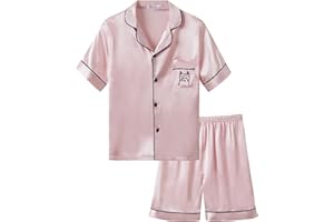 Topgal Satin Pajamas for Girls Coat Style Unicorn & Cat Silky Button Down PJ Set Size 6-16