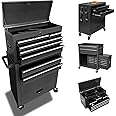 DUSACOM 8-Drawer High Capacity Rolling Tool Chest, Removable Cabinet Storage Tool Box with Wheels and Drawers, Detachable Toolbox with Lock for Workshop Mechanics Garage