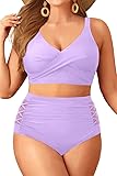 Tempt Me Plus Size Two Piece Swimsuit - Lavender