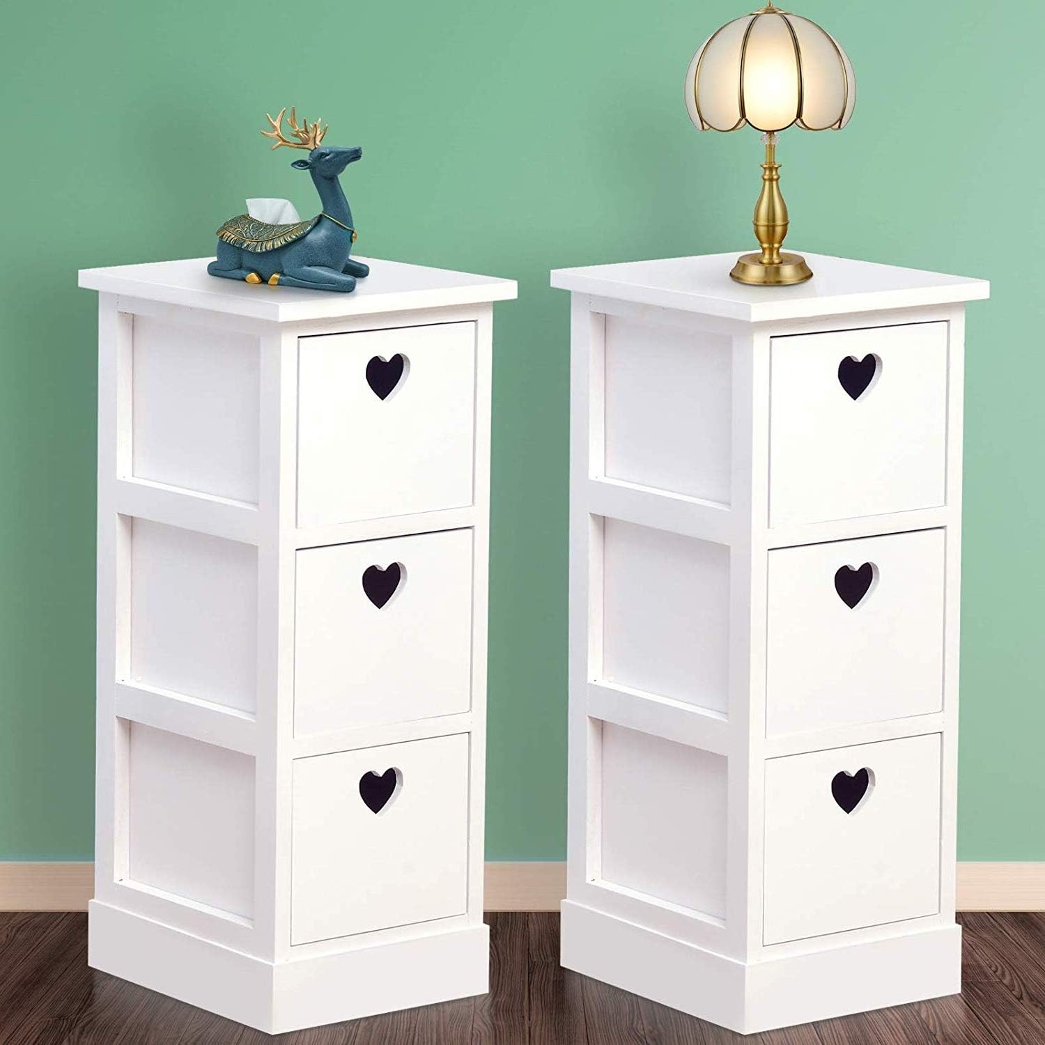 Fuin Girls 2 Wooden Bedside Table End Nightstand Vintage Romantic Style Teenagers Bedroom Bathroom Three Drawer Storage Unit Set Indoor Home Furniture Tables Amazon Co Uk Kitchen Home