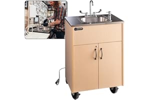 Ozark River Portable Sinks Premier S1, Maple Laminate-Stainless Countertop & Basin, Self Contained Sink, Hand Washing Station, Portable Sink with Hot Water, Portable Sink Hand Wash Station