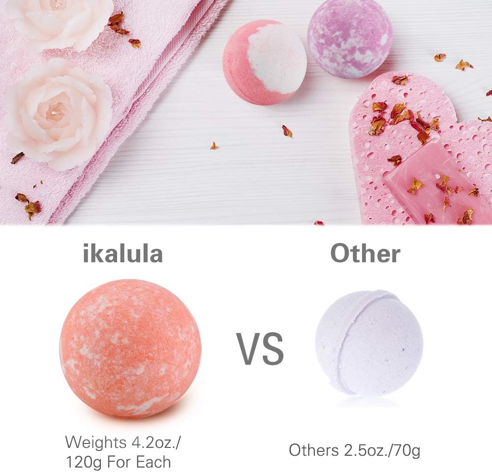 Bath Bombs Gift Set, iKALULA 12 4.2OZ Large Bath Bombs for Women with Natural Essential Oils, Shea Butter and Sea Salt, Floating Fizzy Bubble for SPA Skin Moisturize for Mom, Girlfriend: Health & Personal Care