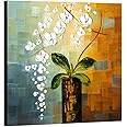 Wieco Art Dragonfly Floral Oil Painting - 100% Hand Pretched Canvas Wall Art For Living Room, Bedroom & Home Decor