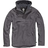 Brandit Individual Wear Men's Fleece-Lined Quarter Zip Windbreaker Pullover | Lightweight Weatherproof Casual Outdoor Jacket