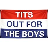 ZKflager Tits Tots Out for the Boys Flag Funny Meme Flags Banner 3x5 Ft Cool Flags for College Dorm Room Guys Man Cave Frat Bedroom