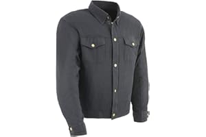 Milwaukee Leather MPM1623 Men's Black CE Armored Long Sleeve Biker Shirt Jacket Reinforced w/Aramid Fibers