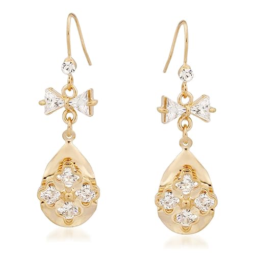 VK Jewels Cubic Zirconia Drop Earrings for Women (Golden) (vkerz1357g)