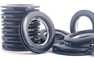 KUASTING 42 Pack Curtain Grommets Inner Diameter 1-9/16"(40mm) Plastic Large Curtain Eyelet Rings Nanoscale Low Noise Large Grommet Installation Kit for Fabric (Black)