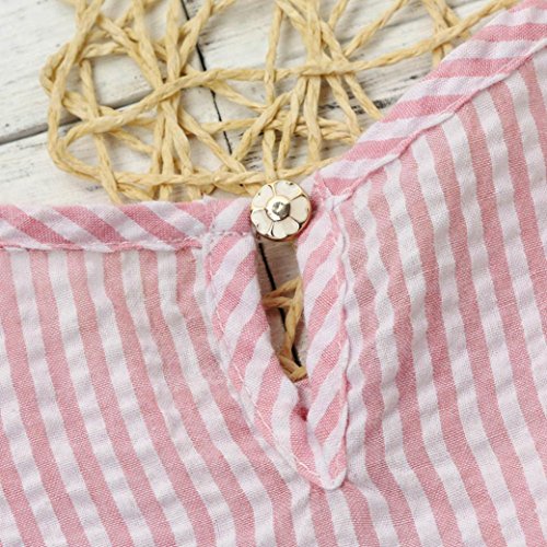 Kehen Infant Baby Girls Party Princess Clothes Short Sleeve Stripes Dress with Bows (Pink, 18-24 Months)