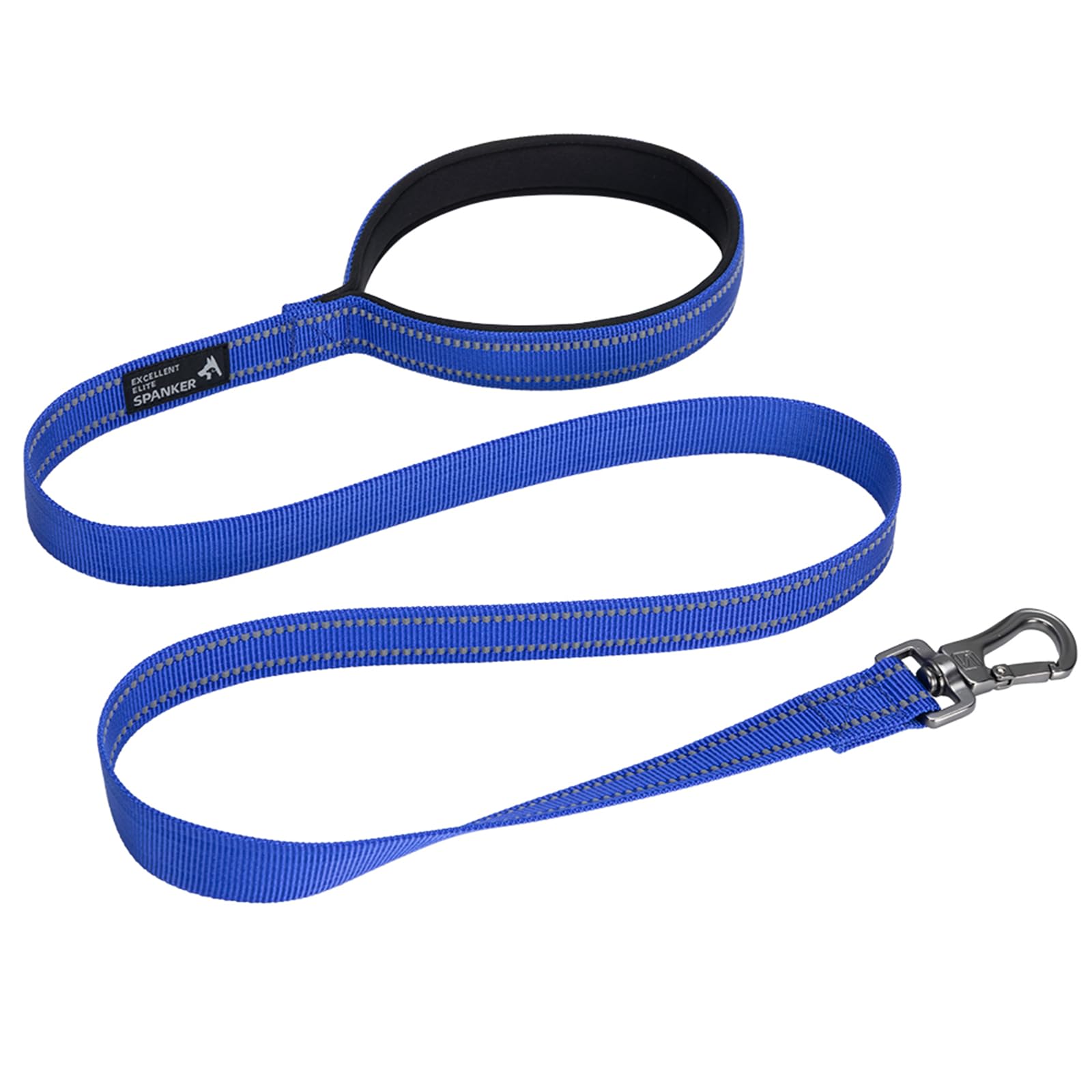 EXCELLENT ELITE SPANKER Strong Durable Nylon Dog Training Leash Traction Rope 4 Feet Long 1" Wide with Comfortable Padded Handle for Small and Medium Dog(Blue)