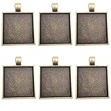 Dcatcher 24 PCS Bezel Pendant Trays Square Cabochon Settings Trays Pendant Blanks, Bronze