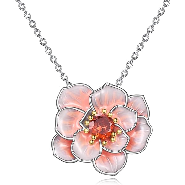 Amazon.com: YFN Pink Peony Flower Pendant Necklace Sterling Silver