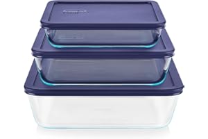 Pyrex Simply Store (3-Pack) Rectangular Glass Food Storage Containers Set, (3, 6 & 11 Cup) Meal Prep Containers With BPA-Free