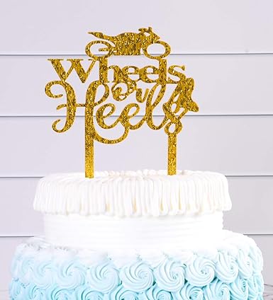 Horeto Com Atelier Elegance Wheels Or Heels Cake Topper Gender Reveal Cake Topper He Or She Cake Topper Cake Toppers Bakeware