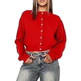 Cioatin Women Y2K Open Front Button Down Crop Sweater Cardigan Long Sleeve Lightweight Knit Pullover Fall Outfits Tops